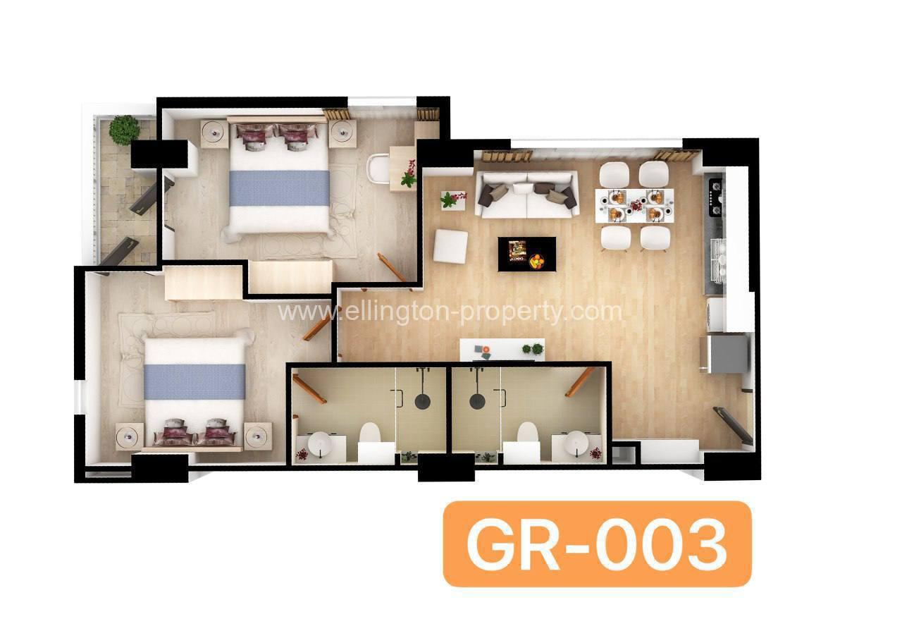 2 Bedrooms Service Apartment For Rent In Bkk2 - Ellington Property