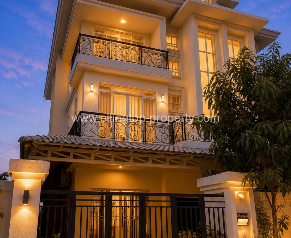 Twin Villa For Rent In Borey Peng Huoth Beung Snor - Ellington Property