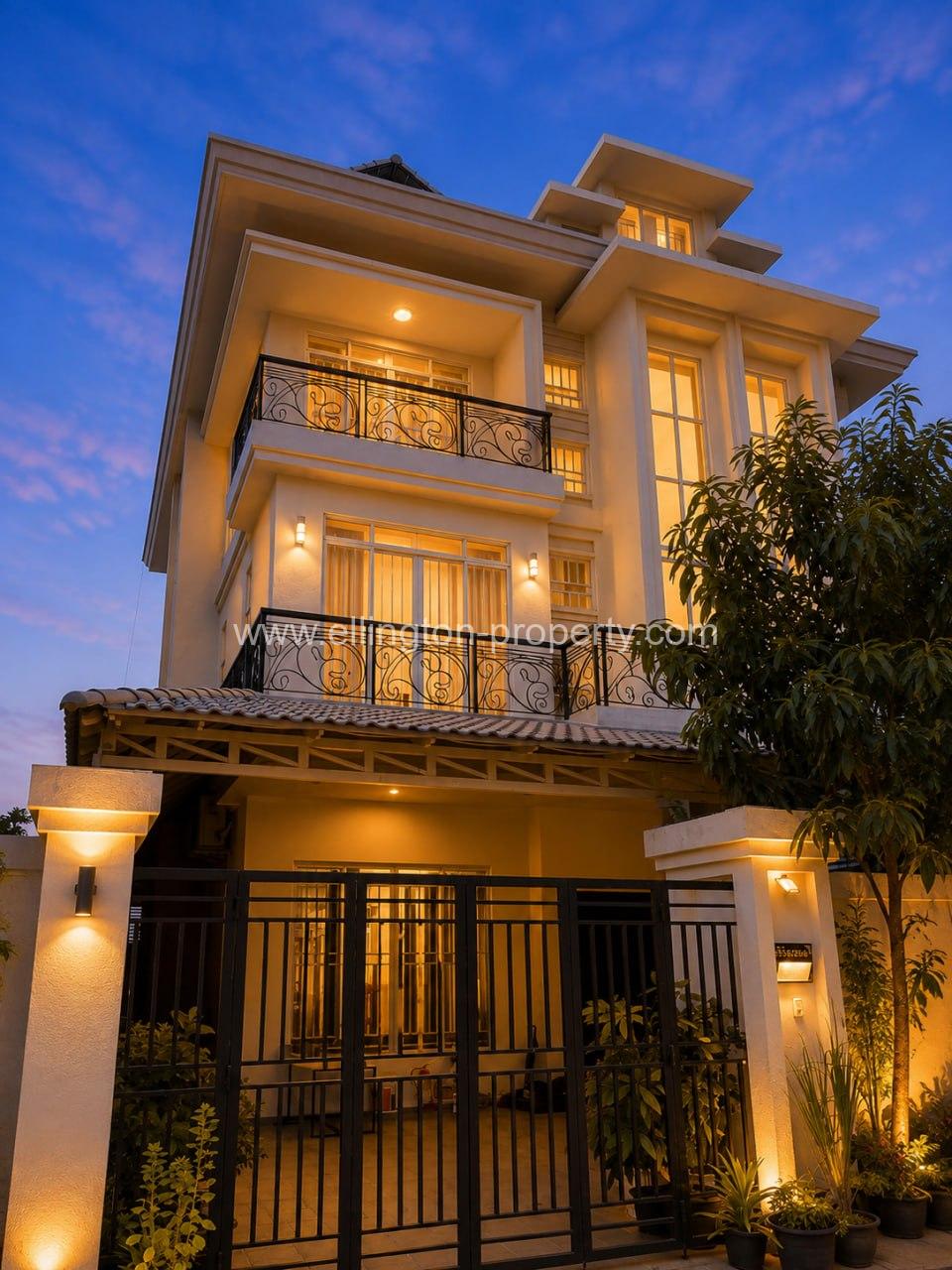 Twin Villa For Rent In Borey Peng Huoth Beung Snor - Ellington Property